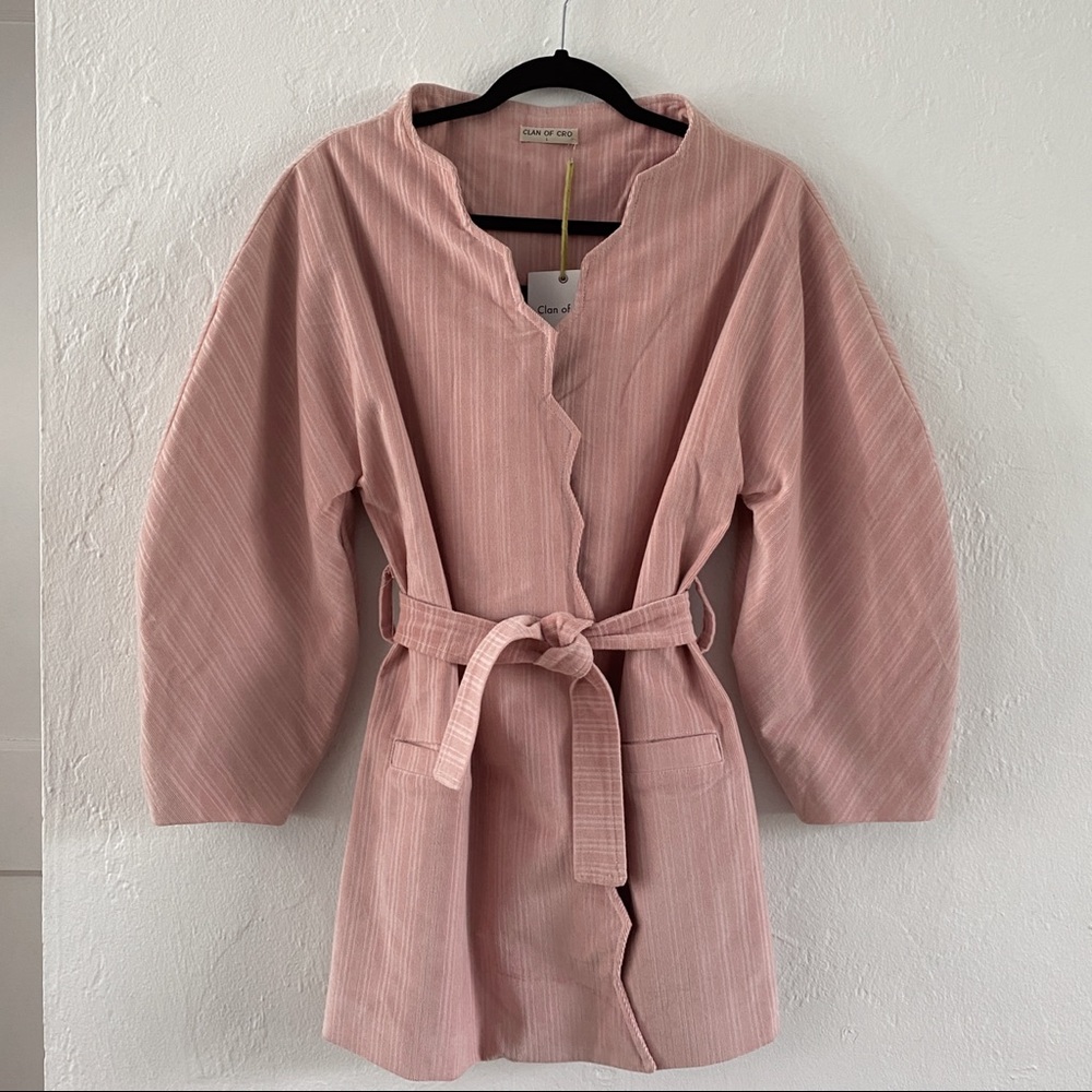 Reworked Vintage Corduroy Drop Shoulder Belted Jacket / Blush Pink / Large / NWT